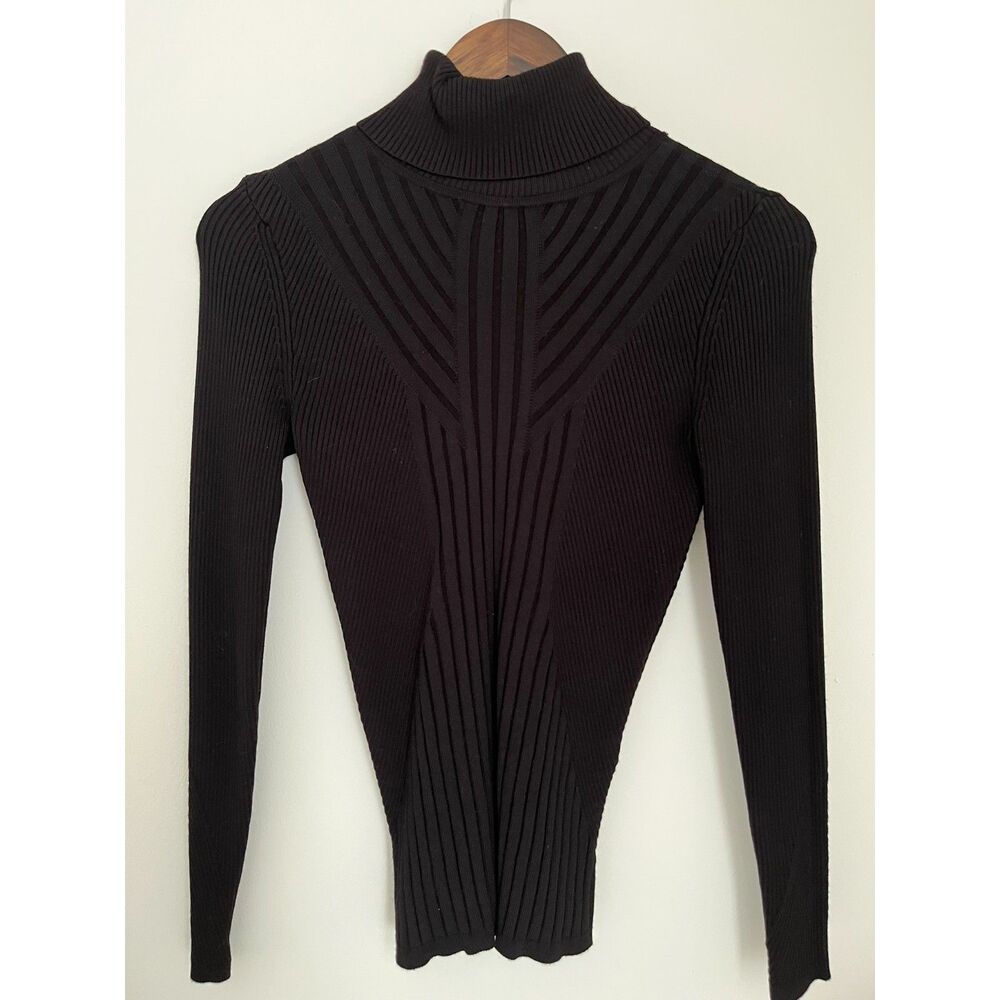 WHBM Black Ribbed Turtleneck with Unique Design XS